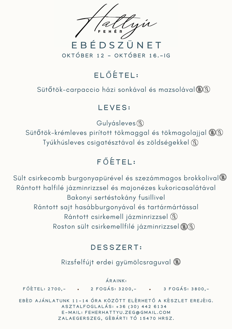 Feh�r Hatty� – Eb�dsz�net Okt�ber 12 - Okt�ber 16-ig.