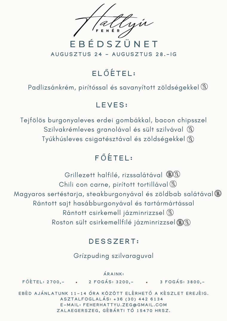 Feh�r Hatty� – Eb�dsz�net augusztus 24 - augusztus 28.-ig.